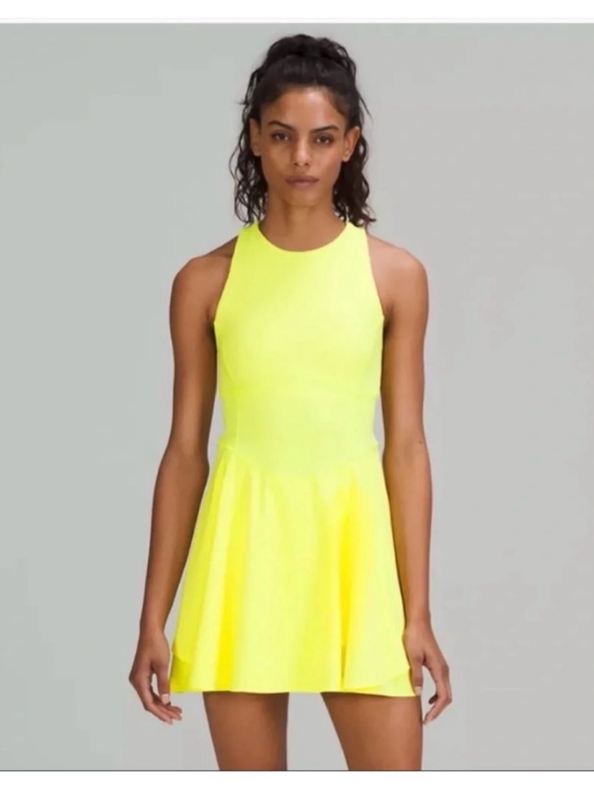 Lululemon Court Crush Dress Electric Lemon Yellow Tennis Pickleball Size 2